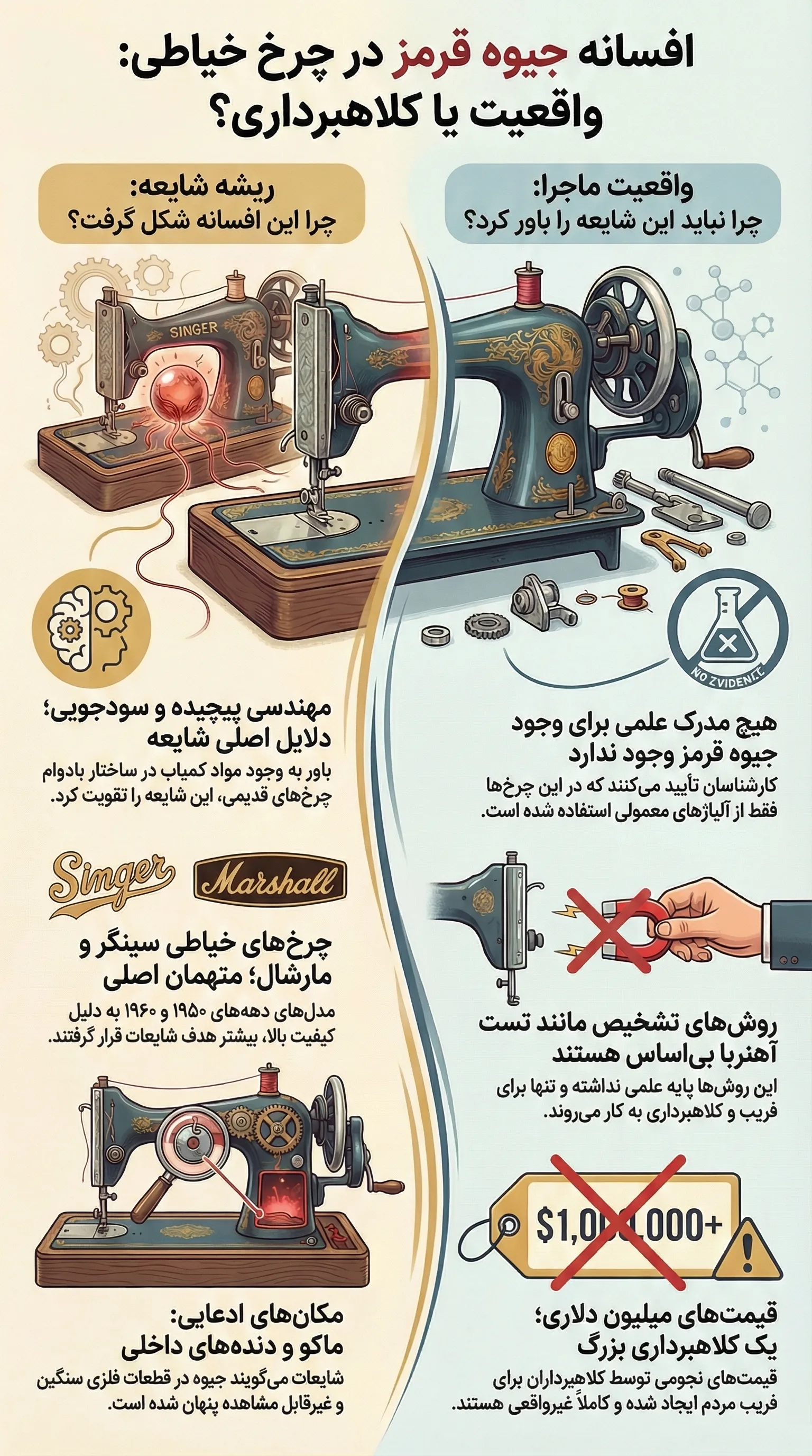 تشخیص جیوه قرمز در چرخ خیاطی